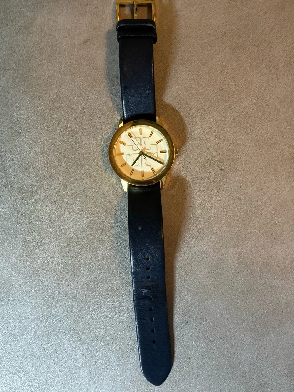 Tory Burch Classic Blue Leather Women’s Watch with Gold Dial